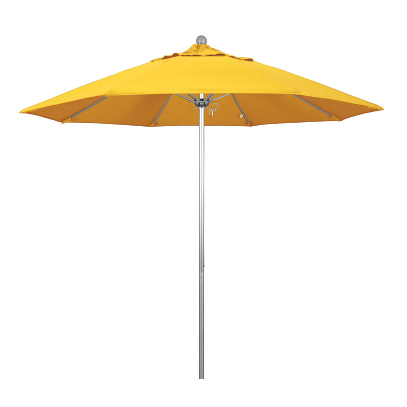 Parasol de marché 9 pi Maria, Toile Sunbrella® jaune tournesol, Argent argent