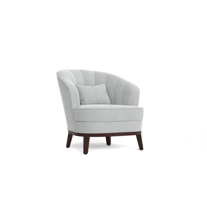Ava Upholstered Barrel Accent Chair, Light Grey, Light Gray