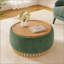 Repose-pieds rond avec pieds en bois massif, table basse moderne avec couvercle réversible, structure en bois, repose-pieds en chenille pour le salon, aucun assemblage requis-129579040