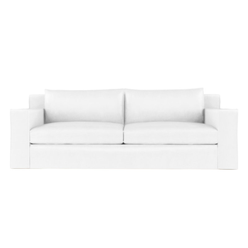 Mulberry Square Track-Arm Sofa with Flange Seam, Box Weave Linen Silver Streak, 33" H x 96" W x 45" D, Weathered