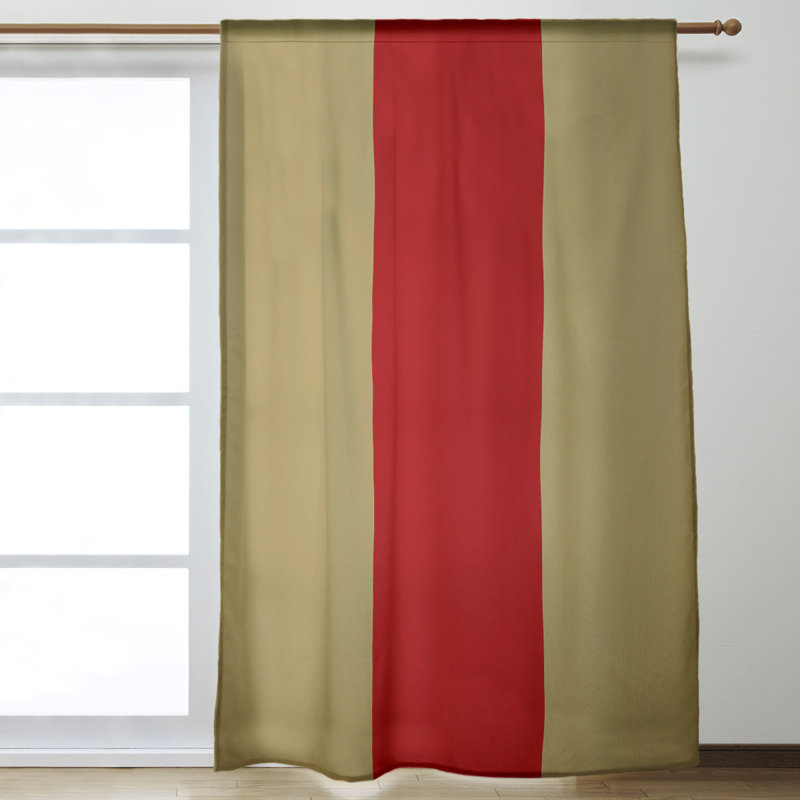 Panneau de rideau simple occultant avec passe-tringle footing stripes San Francisco, Doré / rouge