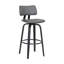 Tabouret de bar pivotant en bois noir de 30 po en similicuir gris avec métal noir