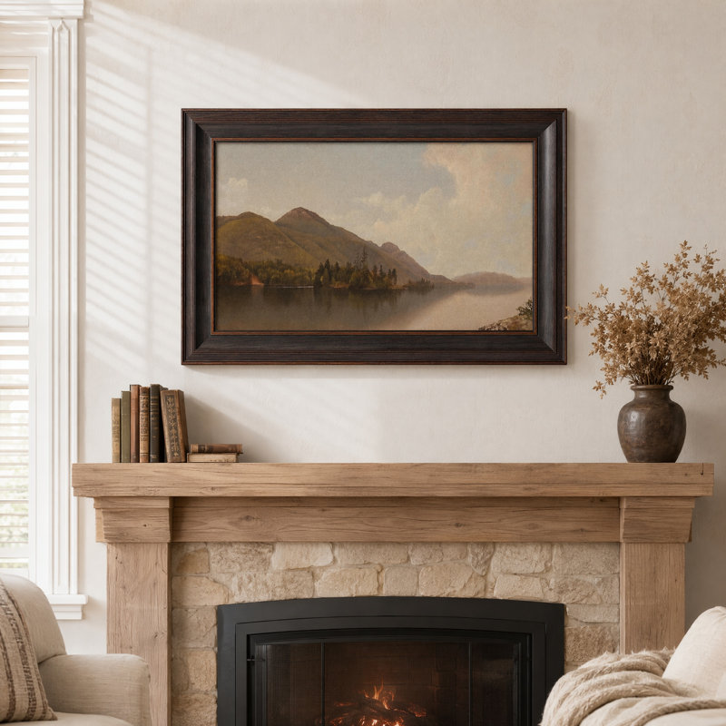 «Vintage Mountain Lake», art mural encadré rétro