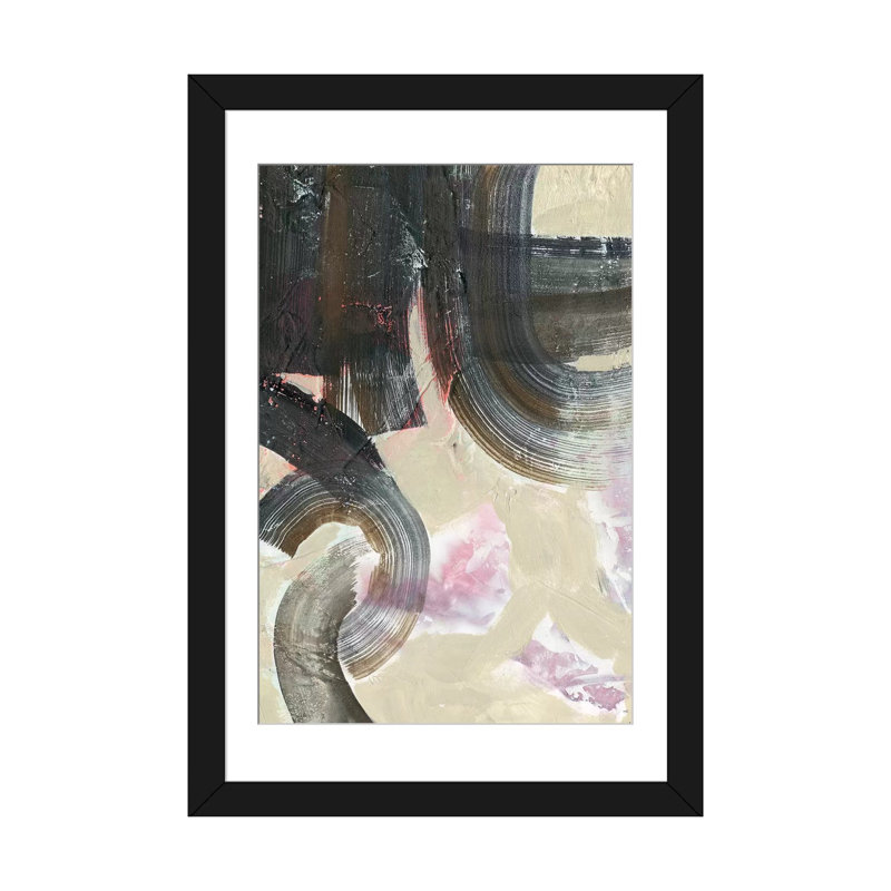 «Striate II», impression sur toile, H 24 po x l 16 po x P 1 po, Papier beaux-arts encadré noir, Blanc