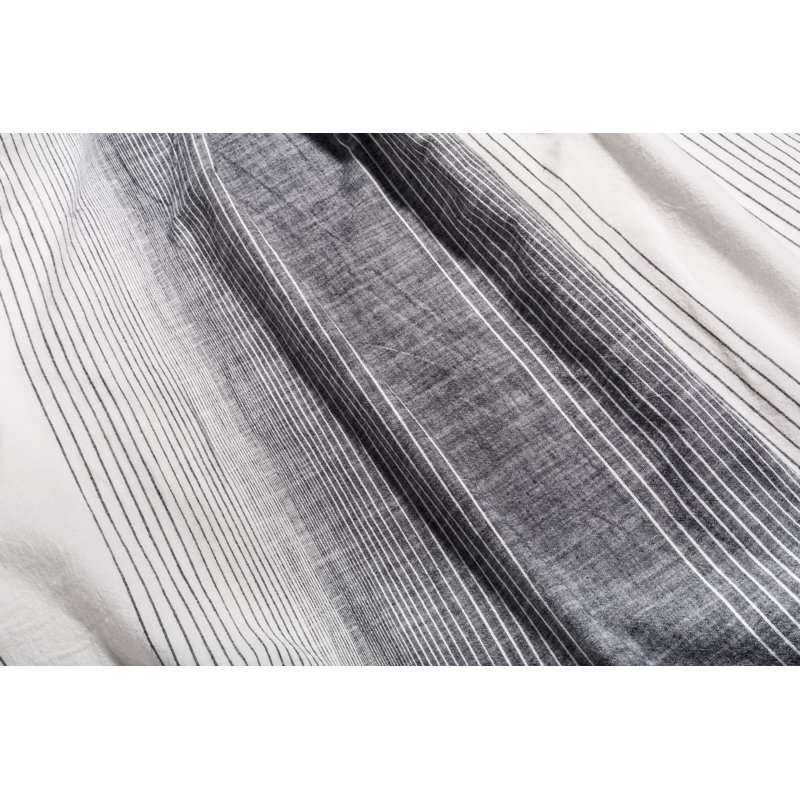  100% Washed Cotton Yarn Dyed Stripe Duvet Cover Set, King Duvet Cover + 2 Shams