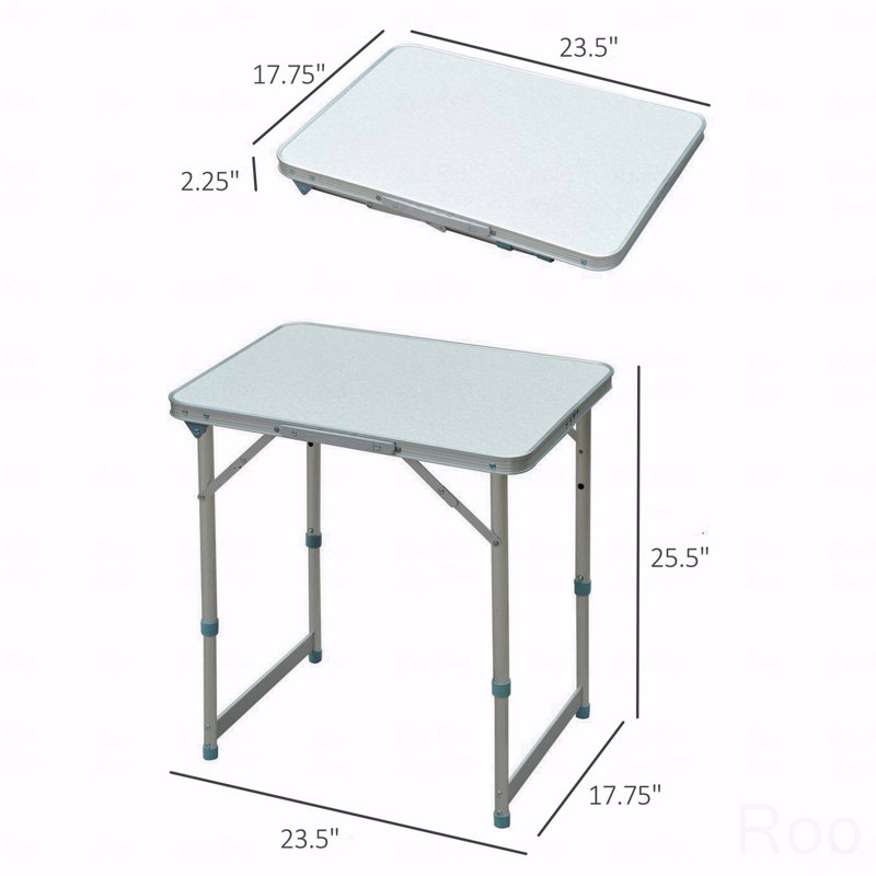 Table de patio portative pour l'extérieur, H 17,75 po x l 14,75 po x P 14,75 po, Blanc