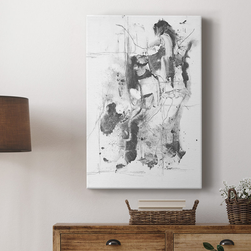 Graphite abstrait I, toile tendue avec châssis de qualité supérieure - prête à être accrochée, H 36 po x l 24 po x P 1 po