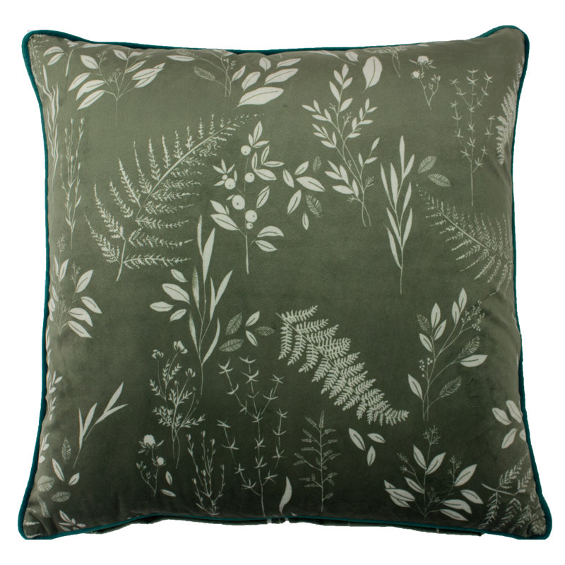 Floral Green Square Cushion Cover, Sage Green
