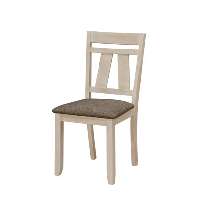 Cottage Dining Side Chair 2Pc Set Upholstered Seat Chalk Dining Room Wooden Furniture Transitional Design