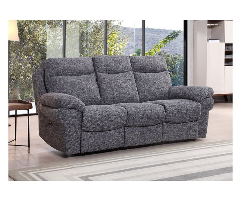 Casolo Fabric Electric Recliner 3 Seater Sofa, Metal