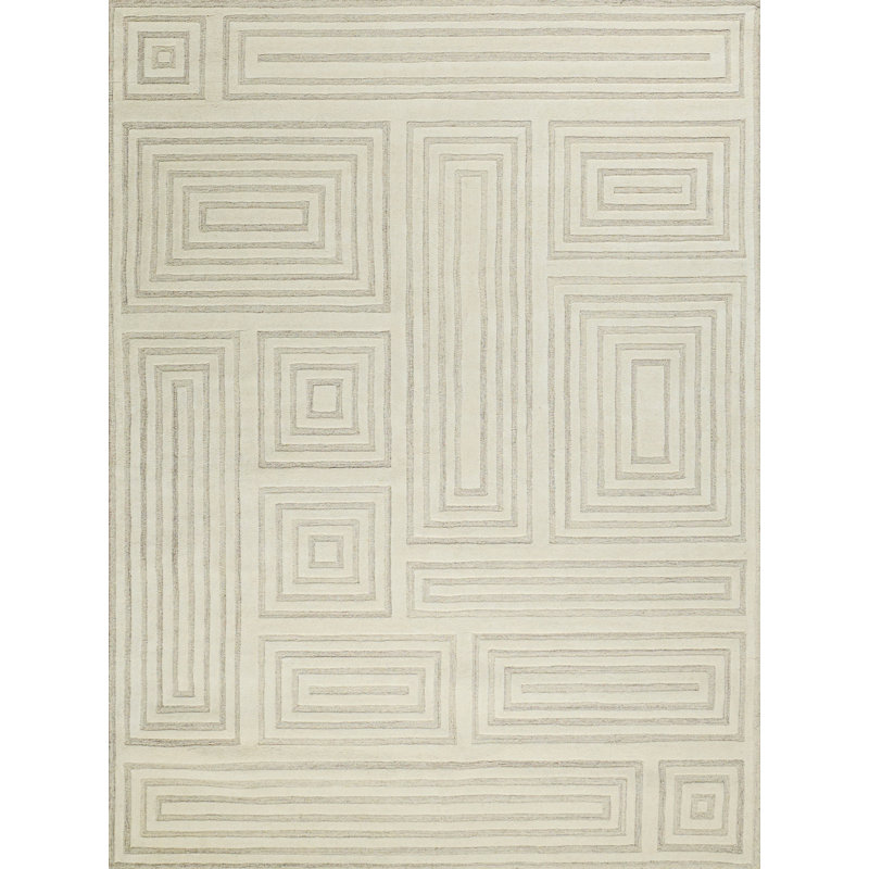 Teton Handmade New Zealand Wool Cream/Ivory Area Rug, Rectangle 10' x 14'