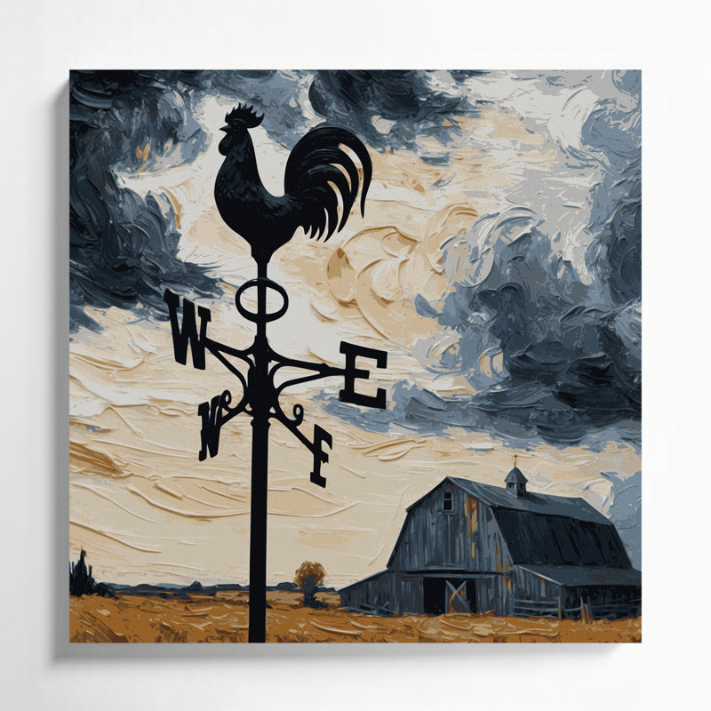 «Farm Weather Vane», art mural sur toile noire, H 12 po x l 12 po