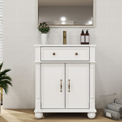 28" Farmhouse Bathroom Vanity With Ceramic Sink