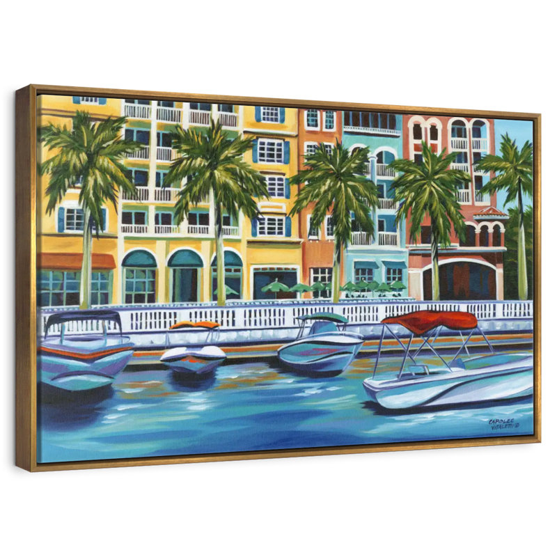 Rendez-vous tropical I, Cadre flottant doré, 13 po x 9 po