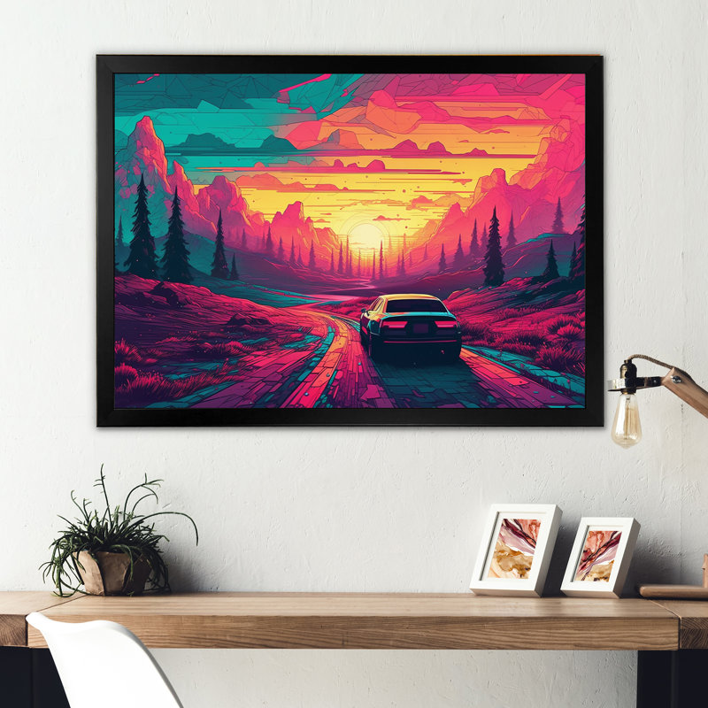 «Pink Nebular Wonderland I», reproduction d'art sur toile, H 12 po x l 20 po x P 1 po, Cadre photo noir