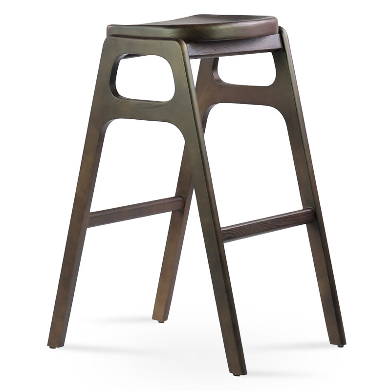 Tabouret de bar et de comptoir en bois massif Nelson, Tabouret de bar (siège d'une hauteur de 29,5 po), Noyer