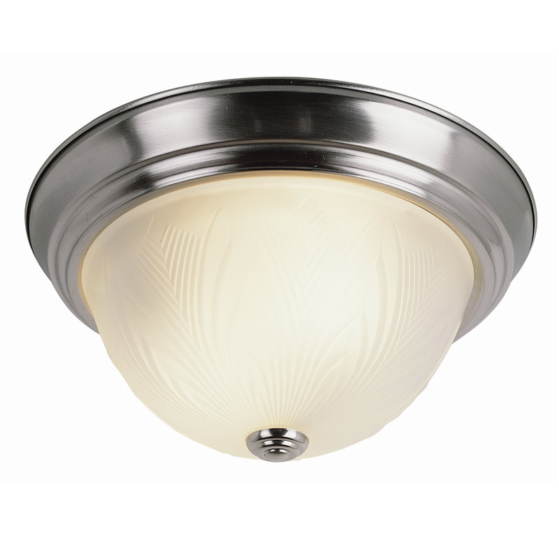Plafonnier encastré 2 lumières Rowan, Nickel brossé, H 6 po x l 15 po x P 11 po