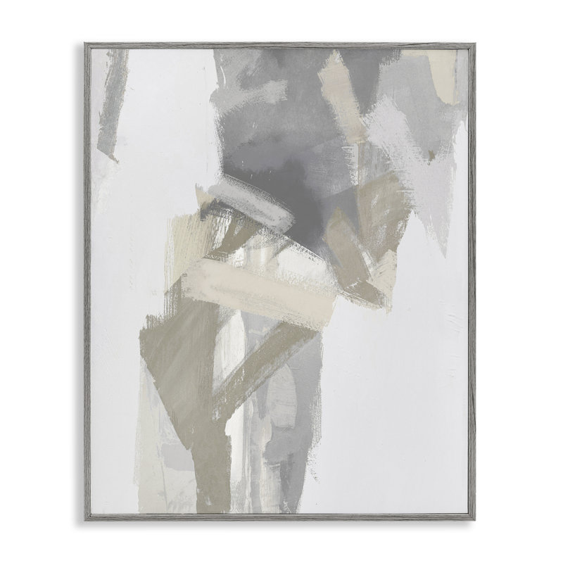 Giclée encadrée de rayures grises et beiges élégantes, design par Rachel Springer, Estampe numérique Farmhouse