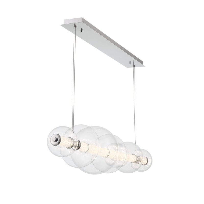 Lustre 1 lumière avec verre Atomo, Clair, Chrome