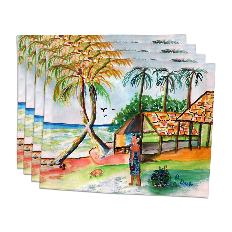Ensemble de 4 napperons Palms & Woman