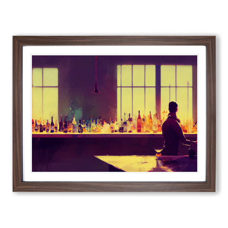 Cocktail Bar Vol.1 1 Piece Single Picture Frame Wall Art, 34cm H x 46cm W x 2cm D, Walnut