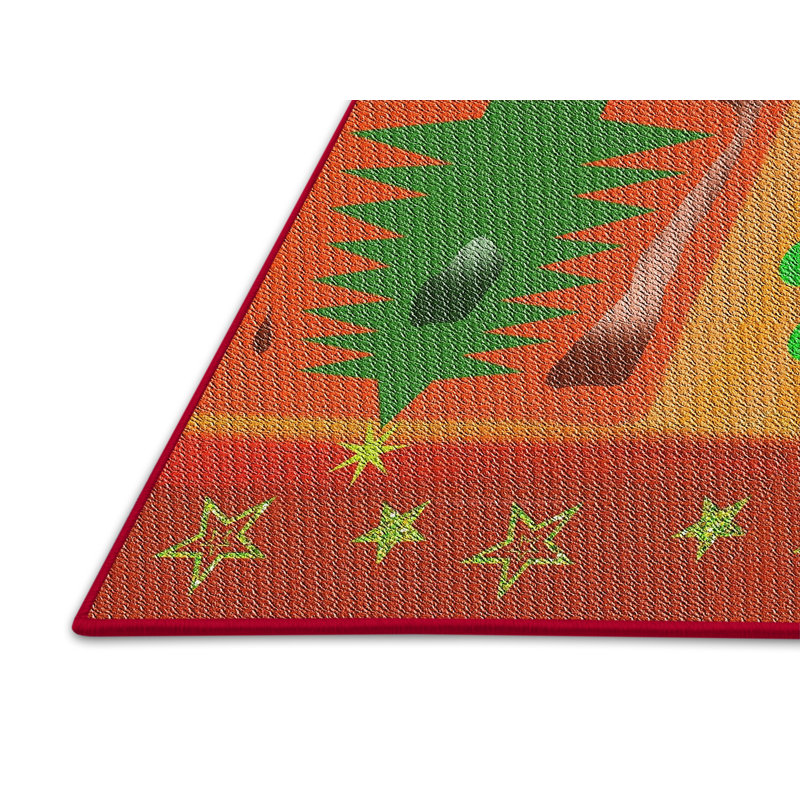 Tapis orange à motif/vert sea, Rectangle 5 pi x 7 pi