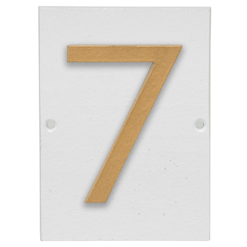 Plaque d’adresse murale sur 1 ligne flottante, Blanc, Or, Oui