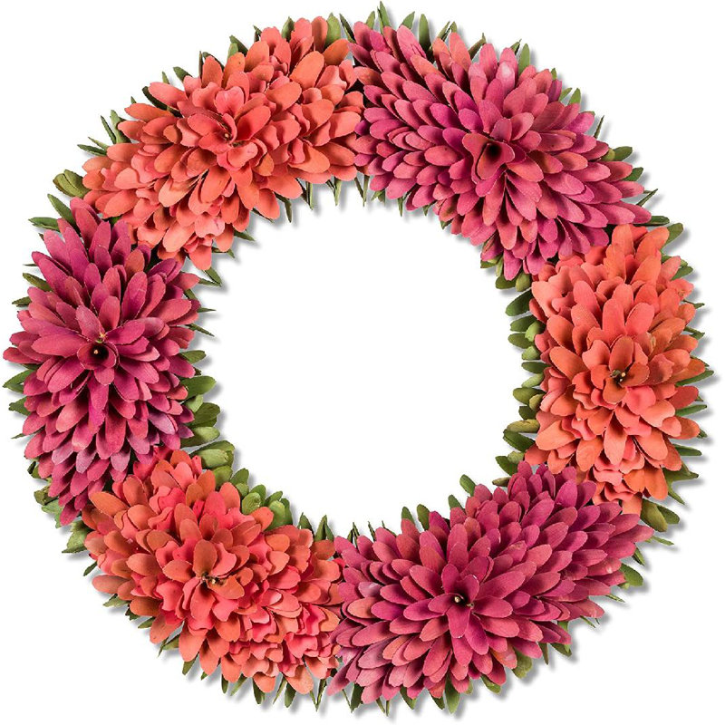 Faux Hydrangea Wreath, 21" H x 21" W x 4" D