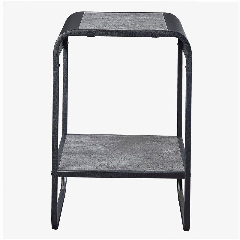 Table de bout à 1 tablette en béton gris et noir