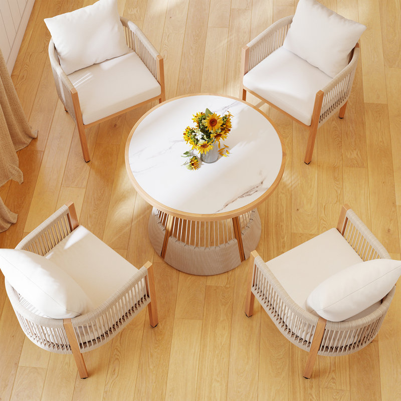 Patio Dining Table Set, Beige, 4