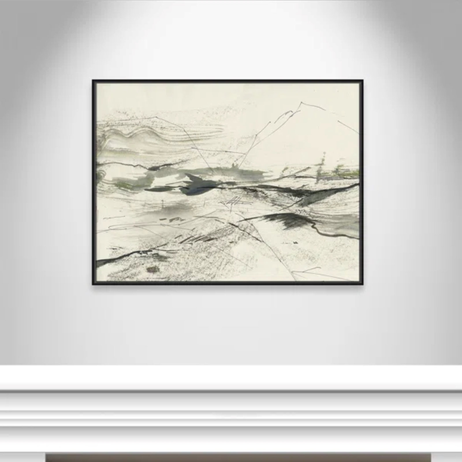 Green Sketches Print by PI Studio, 31.5" H x 41.5" W x 2" D, Black Floater Framed, No Mat