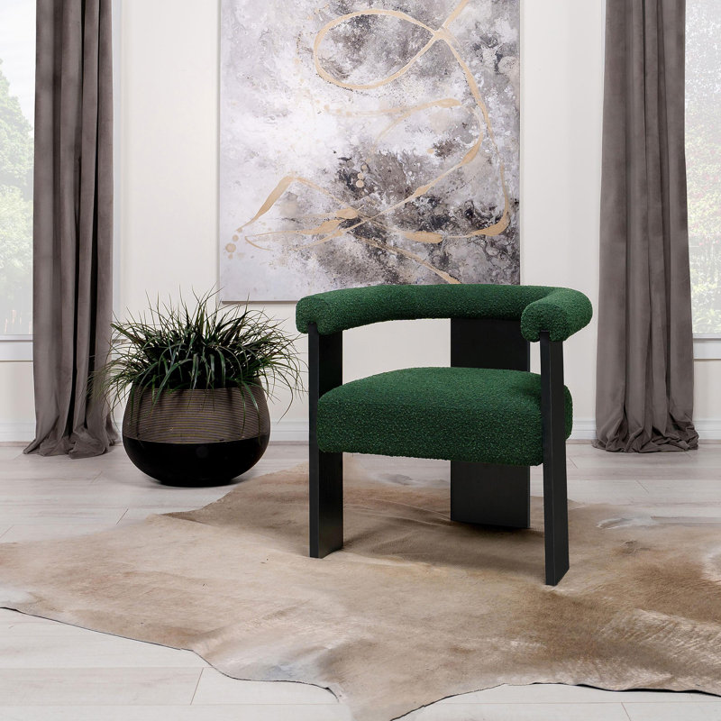 Chaise d'appoint rembourrée Boucle, Vert