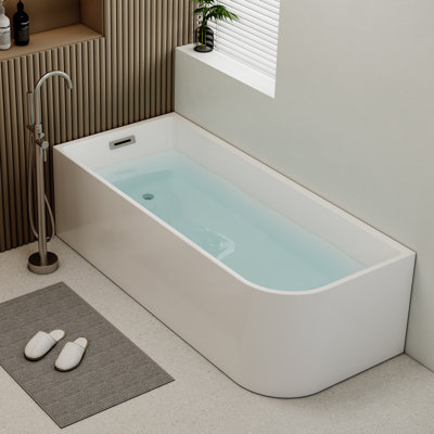 Baignoire autoportante en alcôve / retour au mur en acrylique avec trop-plein 67 po KDK Home