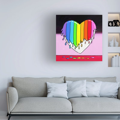 Wrapped Canvas Wall Art - Howie Green 'Rainbow Paint Heart' Wall Art for Living Room, Bedroom, or Office Décor  - 24x24