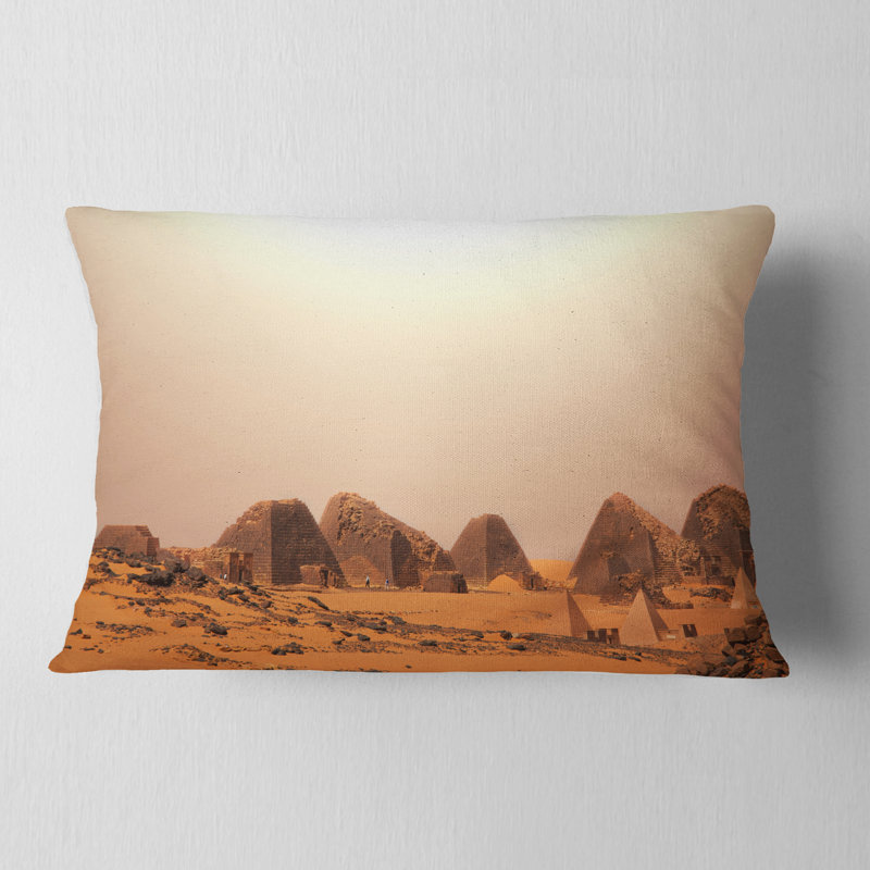 Beautiful Meroe Pyramids in Sudan - Landscape Printed Throw Pillow, Rectangular, 12" x 20"