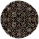 Hand-Knotted High-Quality Black Round Area Rug