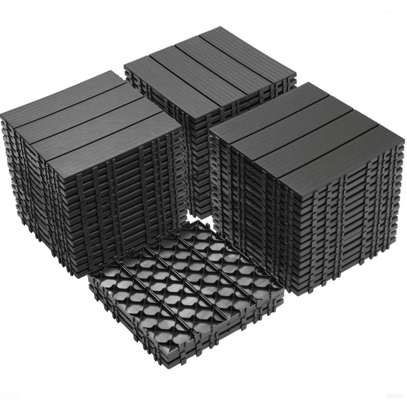 Carreaux de terrasse en plastique emboîtables, 12,00 po x 12,00 po (paquet de 44), revêtement de sol extérieur imperméable pour toutes les saisons
