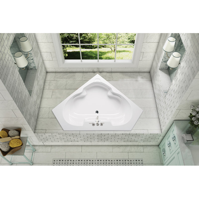 Mandelay 59" x 59" Corner Soaking Acrylic Bathtub, Biscuit
