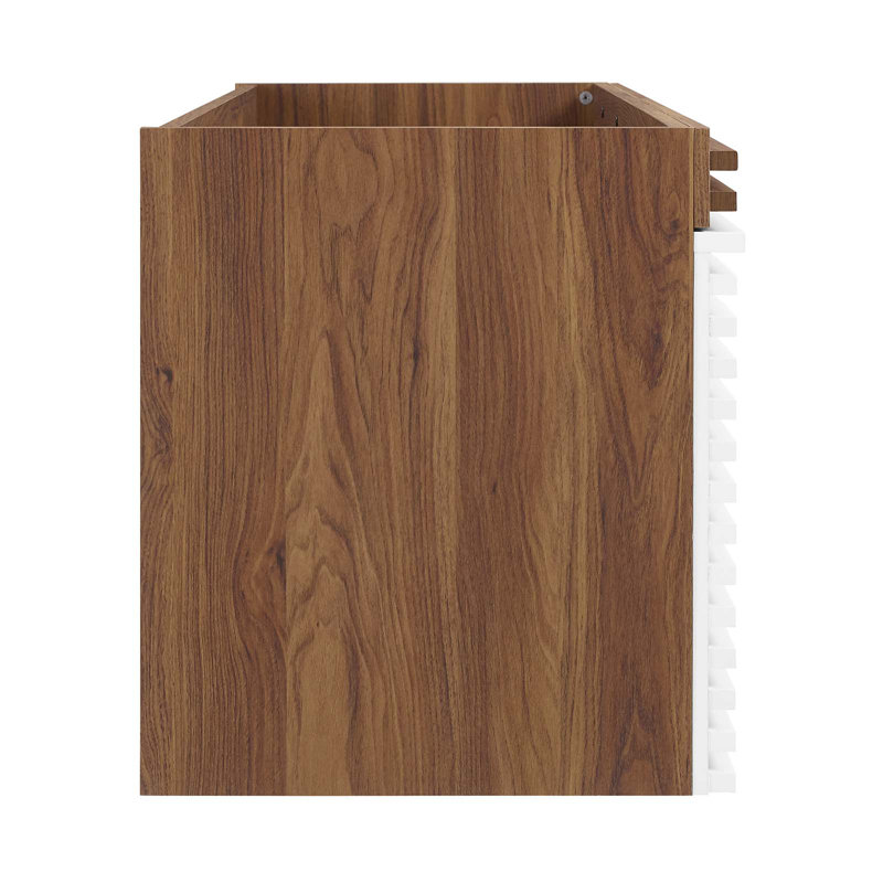 Render 48" White and Walnut Wall-Mount Bathroom Vanity Cabinet