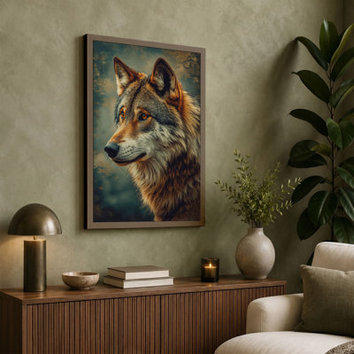 Wolf in Profile Boho - Wrapped Canvas