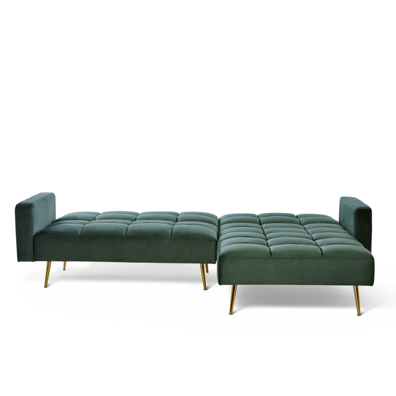 Shiflet Upholstered Corner Sofa, Opal Green Velvet