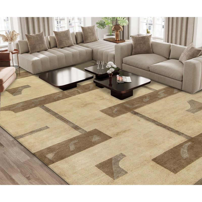 Hand-Knotted High-Quality Beige Area Rug