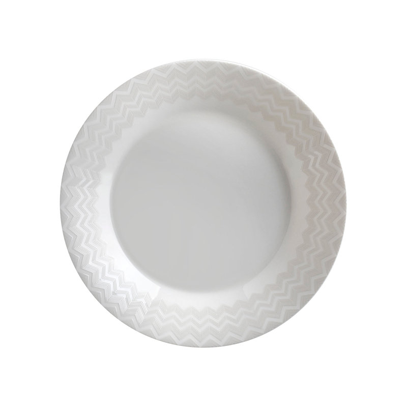 Missoni Soup Plates ZIG ZAG Set of 6  White diam. 8.5 in