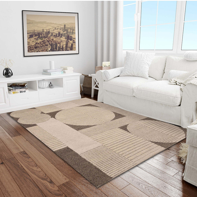 (5 pi x 7 pi) Tapis en laine touffeté à la main avec dossier en latex, tapis antidérapant, Rectangle 5 pi x 7 pi
