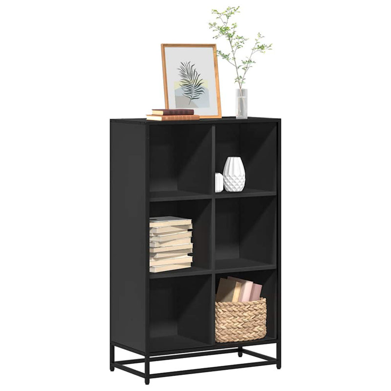 Alvon 107.5cm H Bookcase, (6 Shelves) 107.5cmH x 65.5cmW x 33cmD, Black