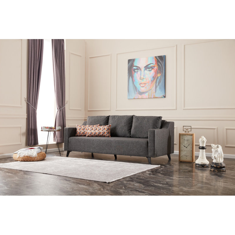 Canapé rembourré Armanda, Mélange de coton gris anthracite