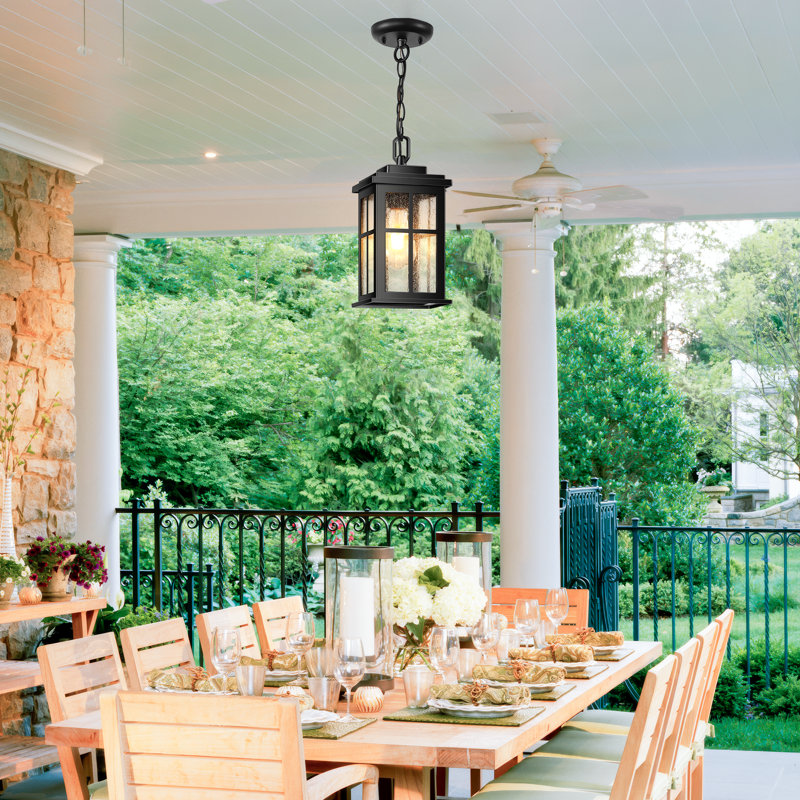 Matte Black Waterproof Outdoor Hanging Lantern with Adjustable Chain