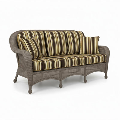 Canapé 3 places Sandy Cove, mobilier d'extérieur en osier tourterelle 2,5 mm avec coussin de siège Sunbrella de qualité supérieure pour votre mobilier de patio (L 78,5 po x l 34 po x H 38 po)
