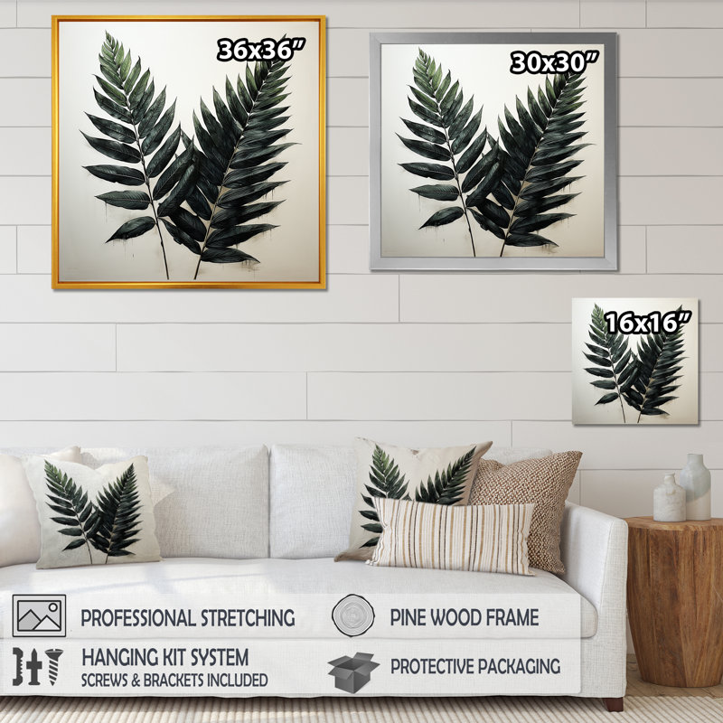 «Shadowed Black Spruce Leaves II», reproduction sur toile, Cadre flottant blanc, H 30 po x l 30 po x P 1 po