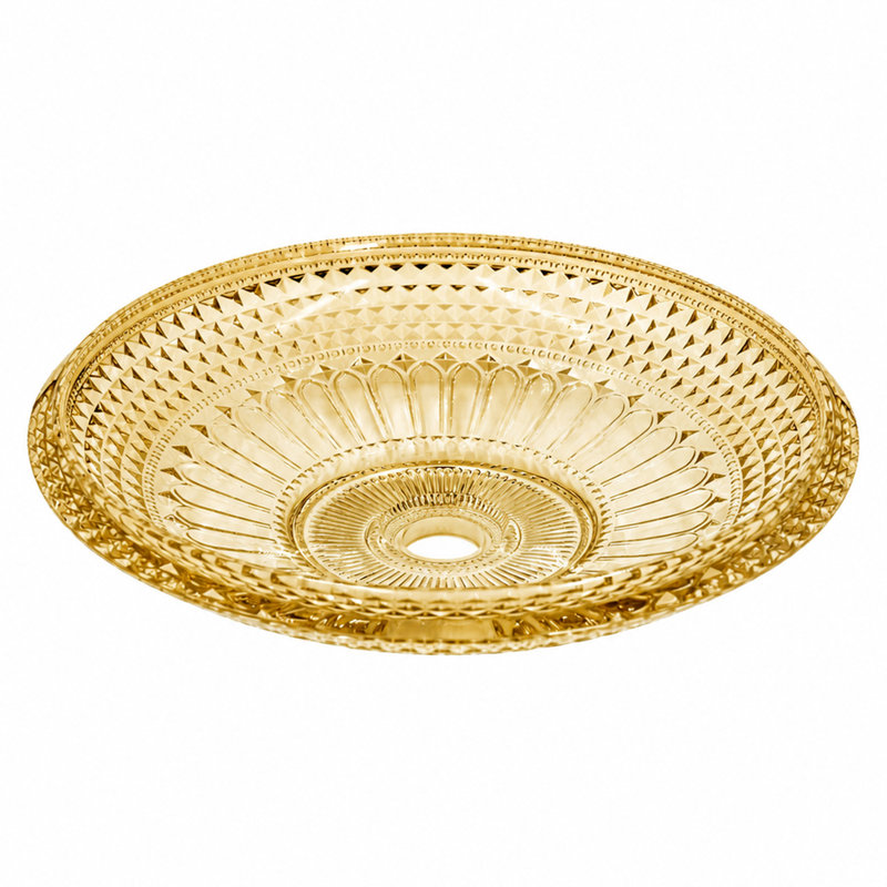 Lavabo de salle de bain vasque ronde en verre 18 "avec motif de cristaux ornés Celestial, Champagne